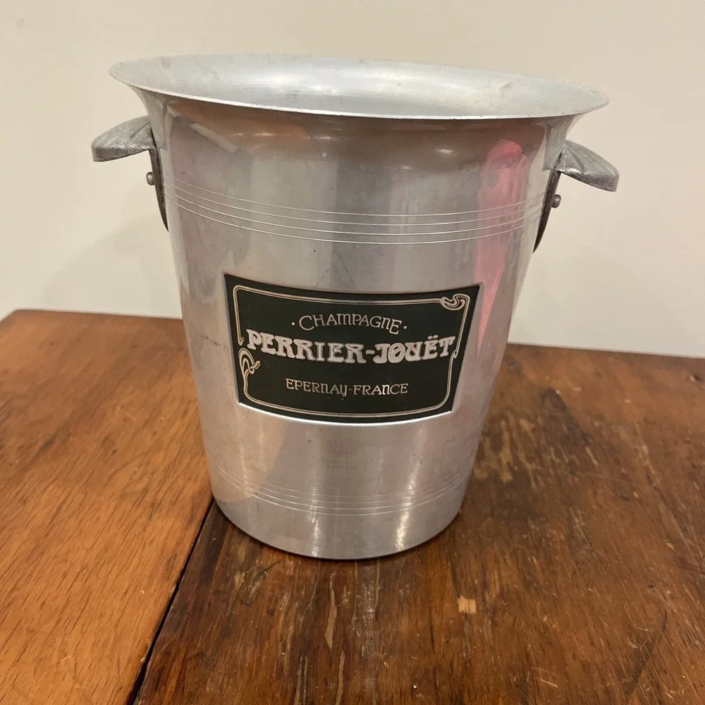 Vintage Perrier Jouet Champagne Ice Bucket French Metal Lightweight Cooler 8